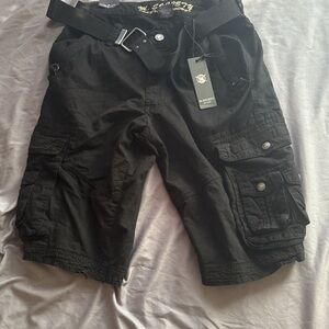 Men’s Black Cargo Shorts With Belt Size 30x30